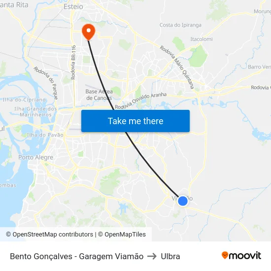 Bento Gonçalves - Garagem Viamão to Ulbra map