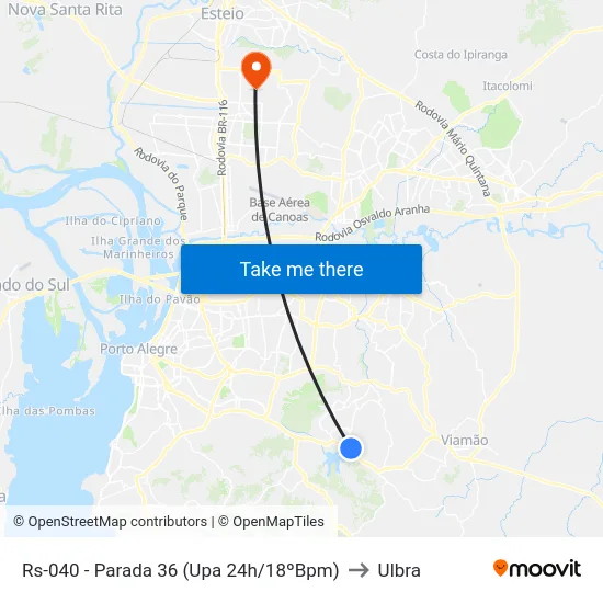 Rs-040 - Parada 36 (Upa 24h/18ºBpm) to Ulbra map