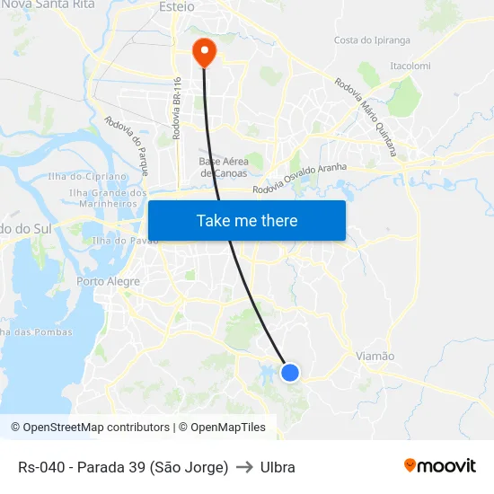 Rs-040 - Parada 39 (São Jorge) to Ulbra map