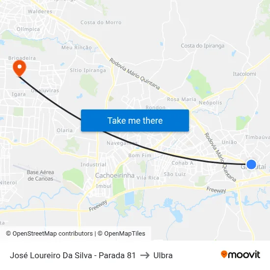 José Loureiro Da Silva - Parada 81 to Ulbra map