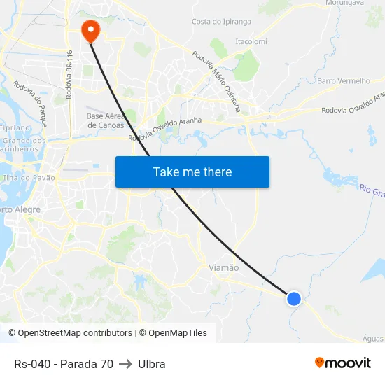 Rs-040 - Parada 70 to Ulbra map