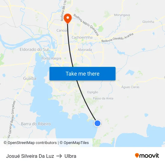 Josué Silveira Da Luz to Ulbra map