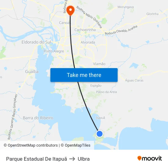 Parque Estadual De Itapuã to Ulbra map