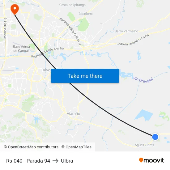 Rs-040 - Parada 94 to Ulbra map