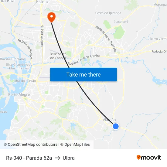 Rs-040 - Parada 62a to Ulbra map