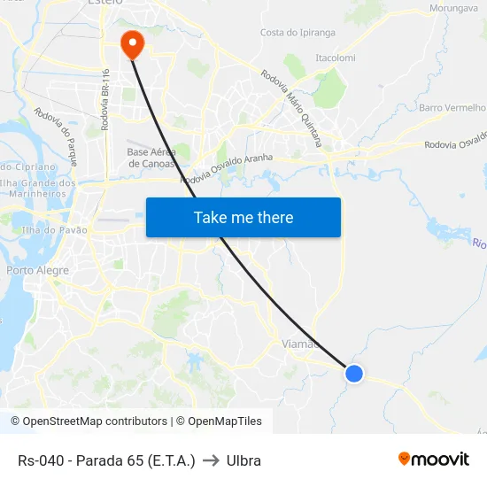 Rs-040 - Parada 65 (E.T.A.) to Ulbra map