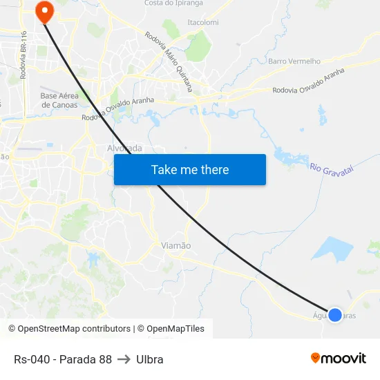 Rs-040 - Parada 88 to Ulbra map