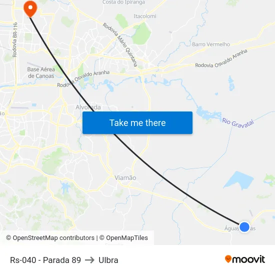 Rs-040 - Parada 89 to Ulbra map