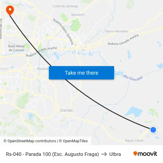 Rs-040 - Parada 100 (Esc. Augusto Fraga) to Ulbra map