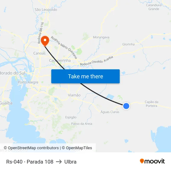 Rs-040 - Parada 108 to Ulbra map