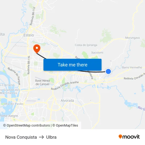 Nova Conquista - Praça to Ulbra map