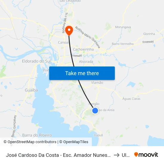 José Cardoso Da Costa - Esc. Amador Nunes Da Rocha to Ulbra map
