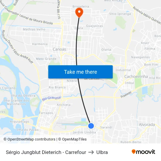 Sérgio Jungblut Dieterich - Carrefour to Ulbra map
