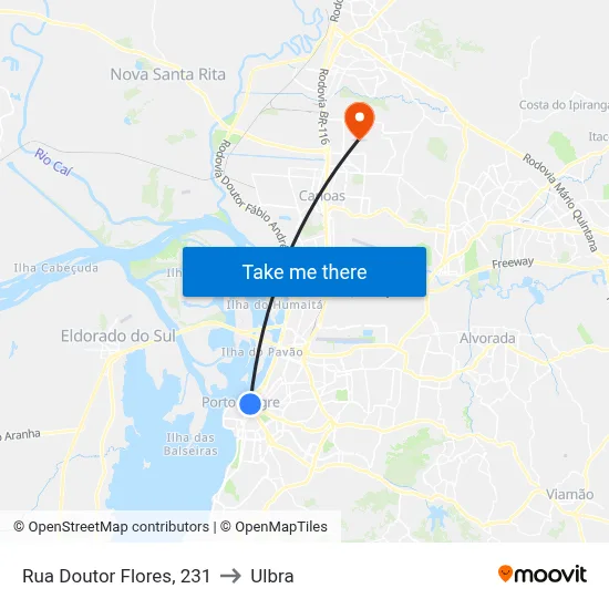 Rua Doutor Flores, 231 to Ulbra map