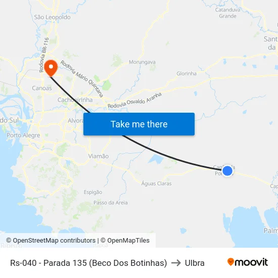 Rs-040 - Parada 135 (Beco Dos Botinhas) to Ulbra map