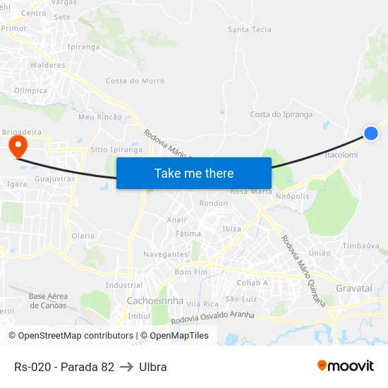 Rs-020 - Parada 82 to Ulbra map