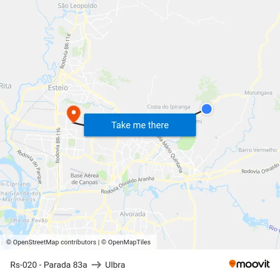 Rs-020 - Parada 83a to Ulbra map