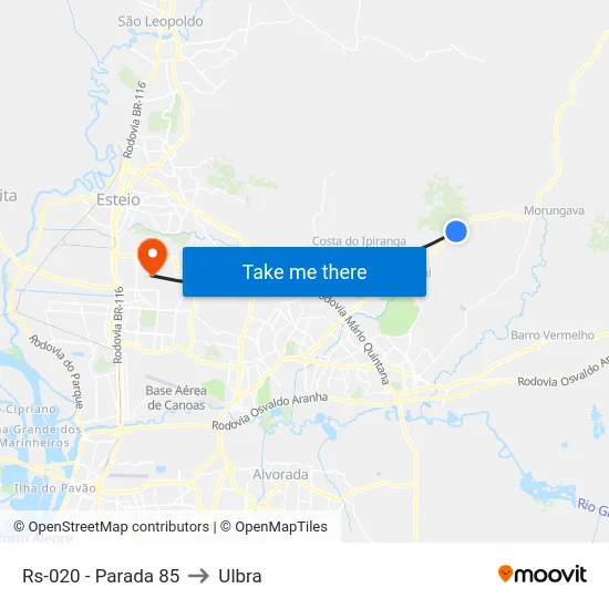 Rs-020 - Parada 85 to Ulbra map