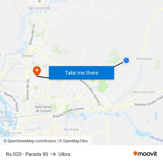 Rs-020 - Parada 90 to Ulbra map