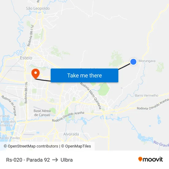 Rs-020 - Parada 92 to Ulbra map