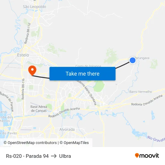 Rs-020 - Parada 94 to Ulbra map