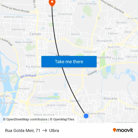 Rua Golda Meir, 71 to Ulbra map