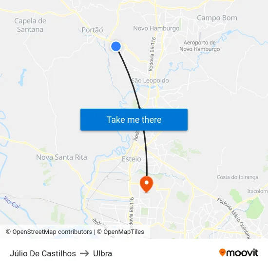 Júlio De Castilhos to Ulbra map