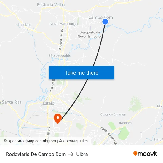 Rodoviária De Campo Bom to Ulbra map