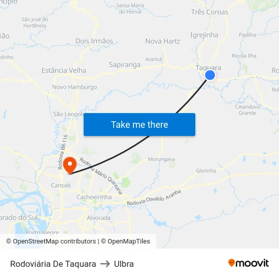 Rodoviária De Taquara to Ulbra map