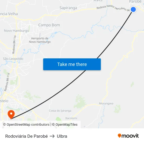 Rodoviária De Parobé to Ulbra map