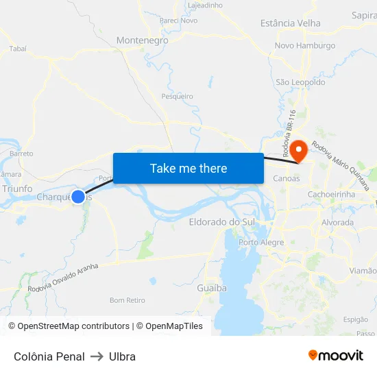 Colônia Penal to Ulbra map