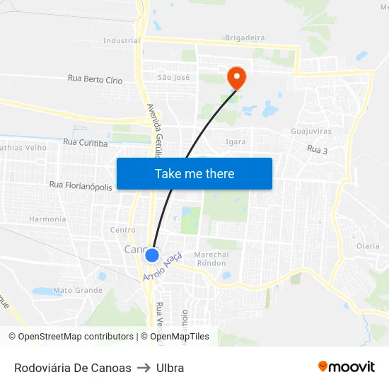 Rodoviária De Canoas to Ulbra map