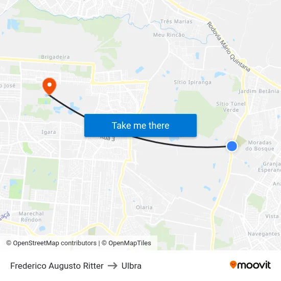 Frederico Augusto Ritter to Ulbra map