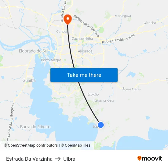 Estrada Da Varzinha to Ulbra map