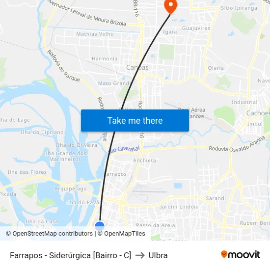 Farrapos - Siderúrgica [Bairro - C] to Ulbra map