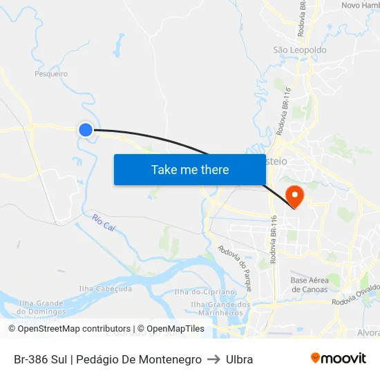 Br-386 Sul | Pedágio De Montenegro to Ulbra map