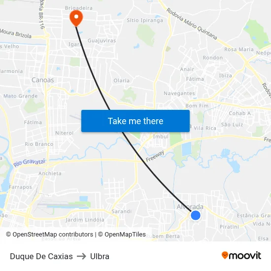 Duque De Caxias to Ulbra map