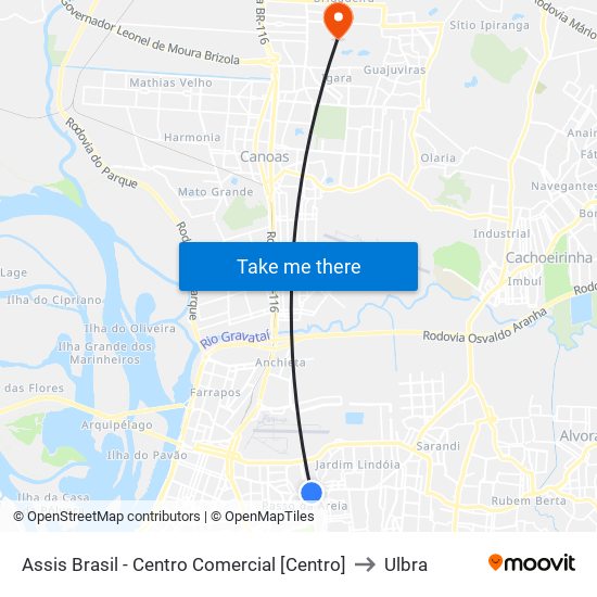 Assis Brasil - Centro Comercial [Centro] to Ulbra map