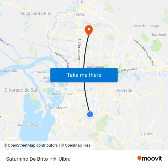 Saturnino De Brito to Ulbra map