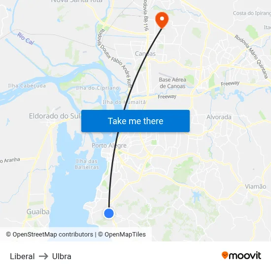 Liberal to Ulbra map