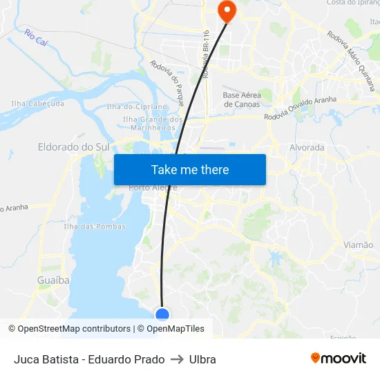 Juca Batista - Eduardo Prado to Ulbra map