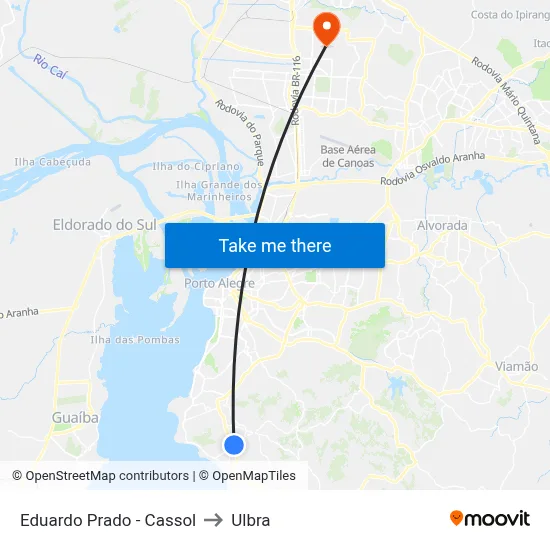 Eduardo Prado - Cassol to Ulbra map