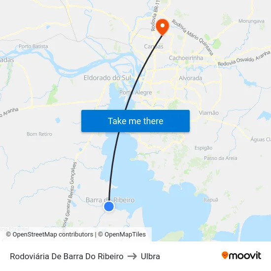 Rodoviária De Barra Do Ribeiro to Ulbra map