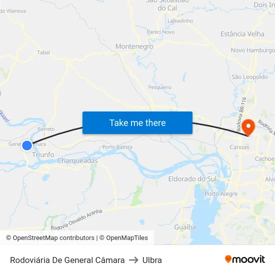 Rodoviária De General Câmara to Ulbra map