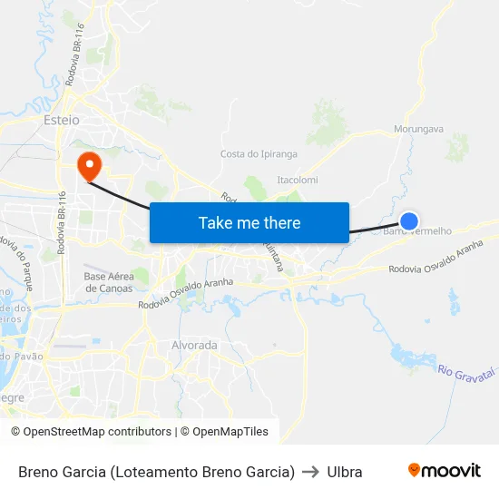 Breno Garcia (Loteamento Breno Garcia) to Ulbra map