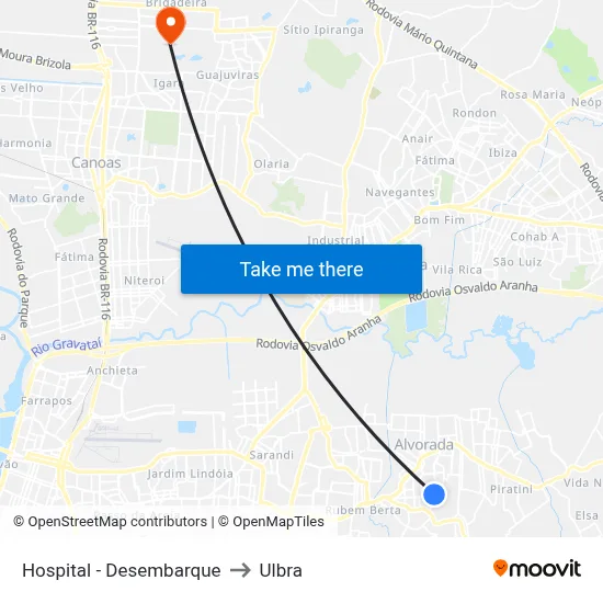 Hospital - Desembarque to Ulbra map
