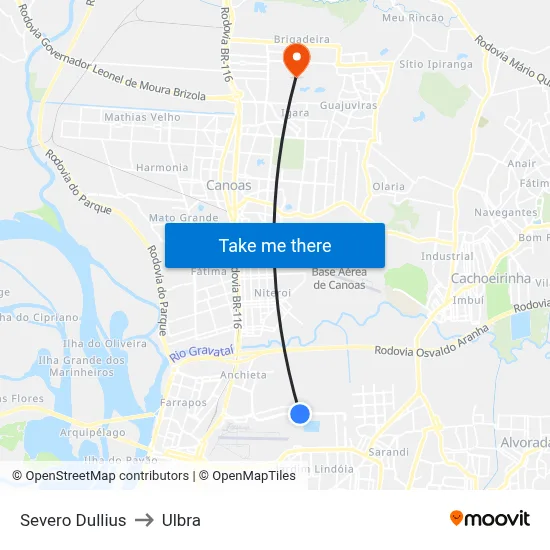 Severo Dullius to Ulbra map