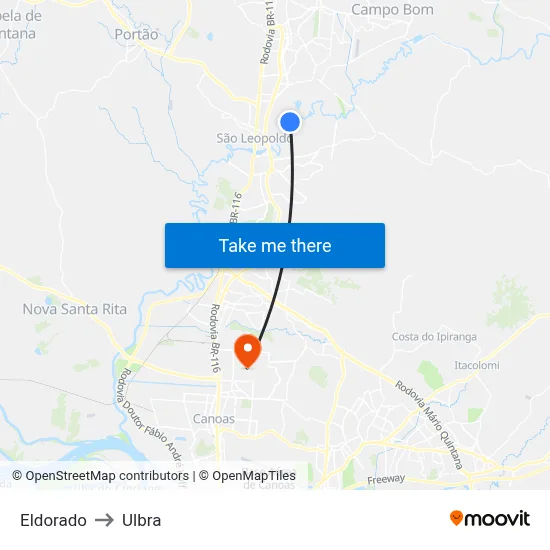 Eldorado to Ulbra map