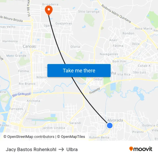 Jacy Bastos Rohenkohl to Ulbra map
