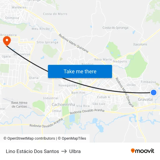 Lino Estácio Dos Santos to Ulbra map